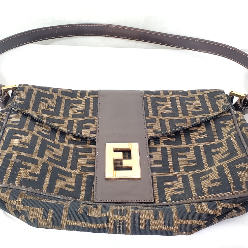 Fendi Black and Brown Patterned Shoulder Bag